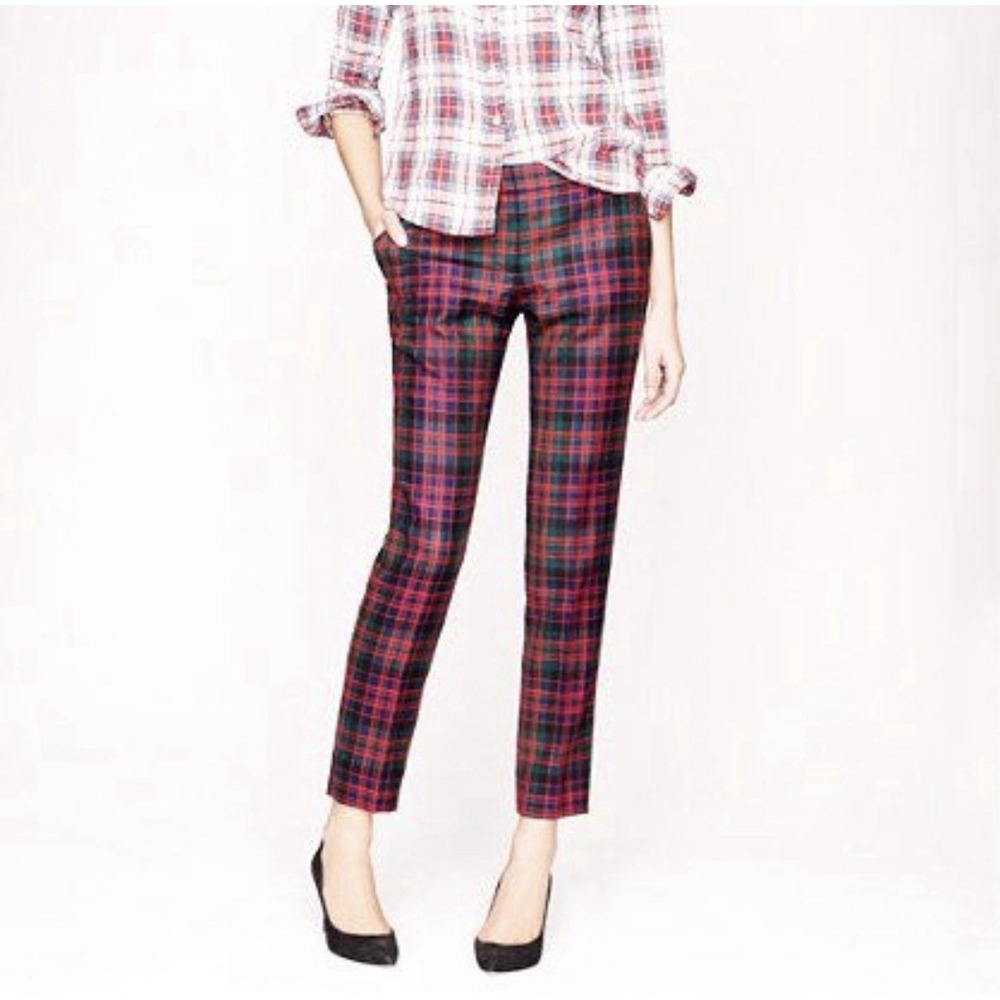 J. Crew Cafe Capri Wool Pants Tartan Plaid Dark Academia Preppy Mod SZ 00